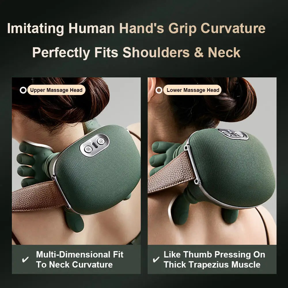 Bionic Neck Shoulder Massager Heated Back Massagers Electric Kneading Muscles Massage Pillow